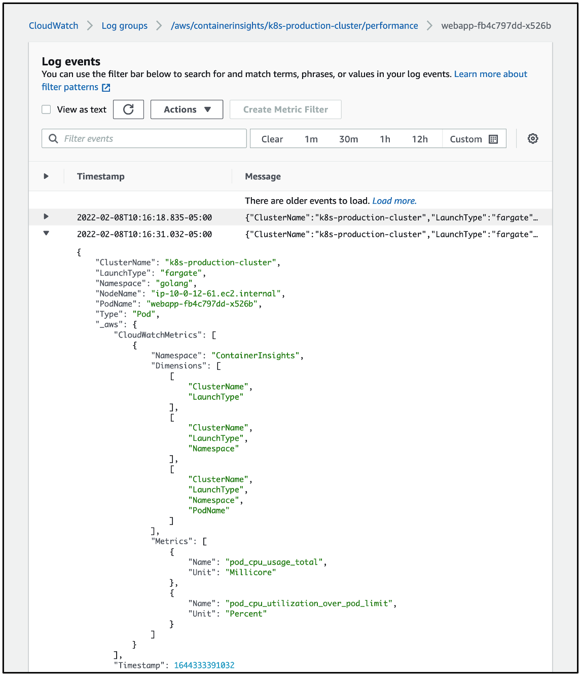 cloudwatch console log