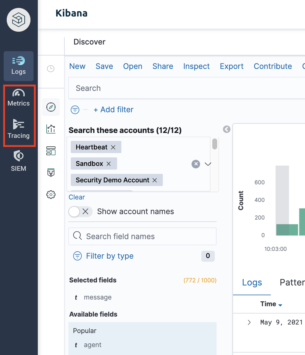 Activate Metrics and Tracing Accounts